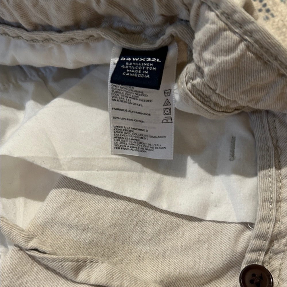 Men's Beige Linen Pants - Picture 2 of 3